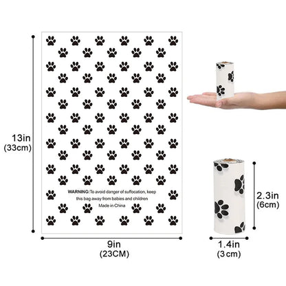 White Dog Poop Bag with Dispenser Paw Print Eco EPI Pet Waste Bag Holder Poop Bags