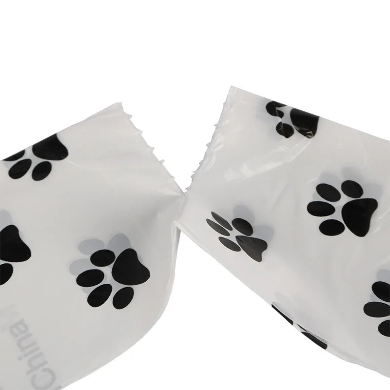 White Dog Poop Bag with Dispenser Paw Print Eco EPI Pet Waste Bag Holder Poop Bags