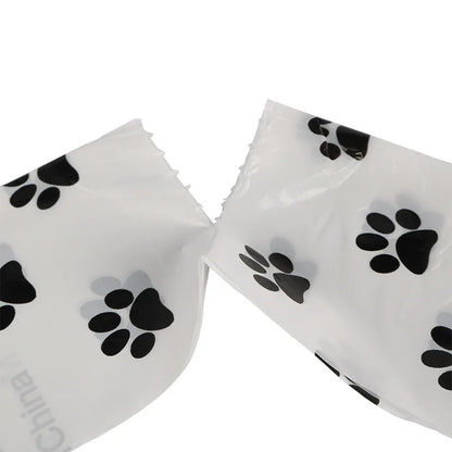 White Dog Poop Bag with Dispenser Paw Print Eco EPI Pet Waste Bag Holder Poop Bags